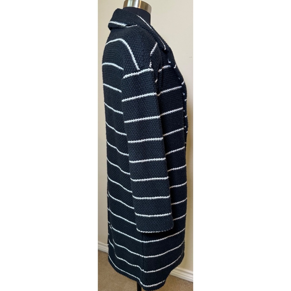 Marine Layer‎ Birdseye Coat Open Front Cardigan Black White Stripes Size Small - Picture 4 of 16